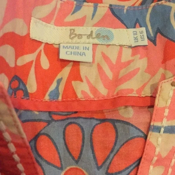 Boden Stitched V Neck Floral Top Sz 6 - Picture 4 of 5